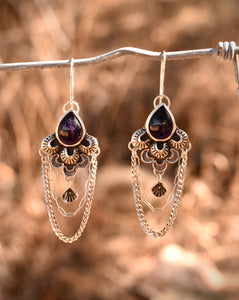 Amethyst Chained Earrings